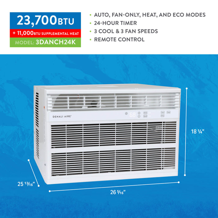 24,000 BTU 230-Volt Electronic Window AC w/Electric Heater