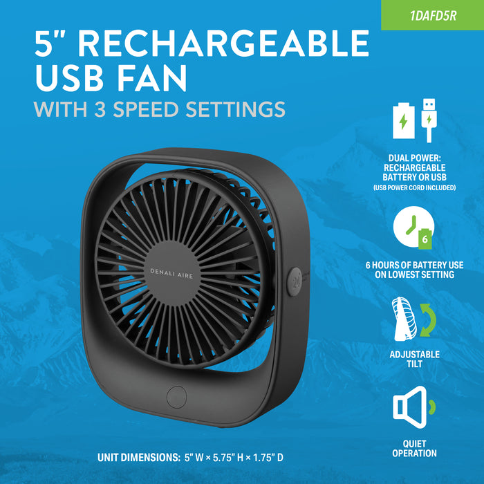 5" Rechargeable USB Fan