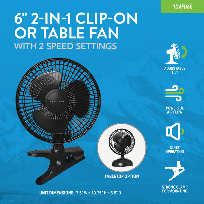 6" Convertible Desk/Clip-On Fan