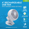 4" Rechargeable Clip Fan